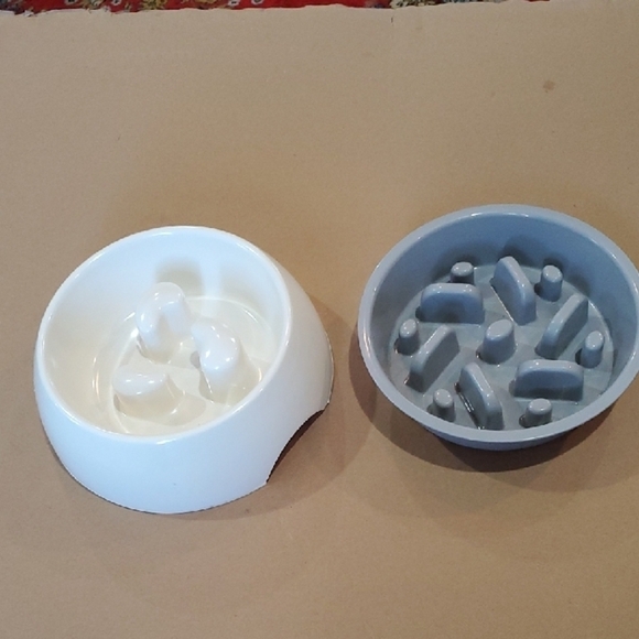 Puzzle bowls Other - Dog Bowls 2 White and Gray for Healthy Feeding